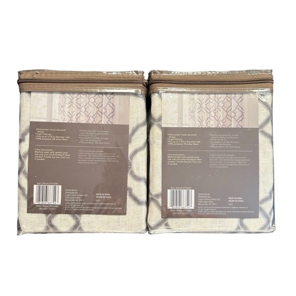 2 Curtain Panels, Allen + Roth 84-in Grey Lattice Trellis Light Filtering - Picture 4 of 7